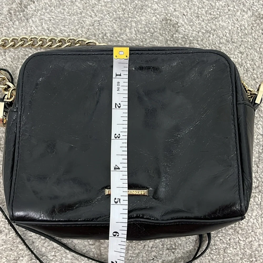 New Rebecca Minkoff Black Leather Gold Tone Chain Crossbody Bag